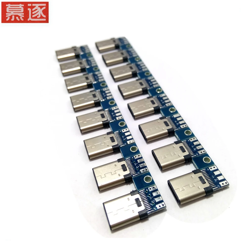 Conector usb 3.1 tipo c com placa pcb, conector de linha de dados para e