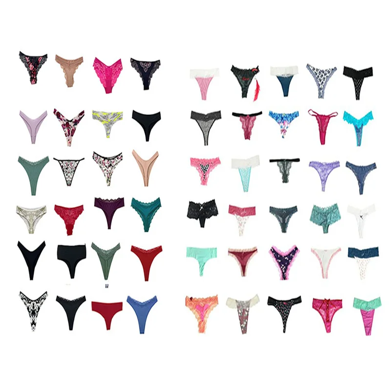 Conjunto de tangas para mujer, variedad aleatoria de tangas y Bragas, Tanga femenino, parte trasera en T, ropa interior, lencería, 10/20 Uds.