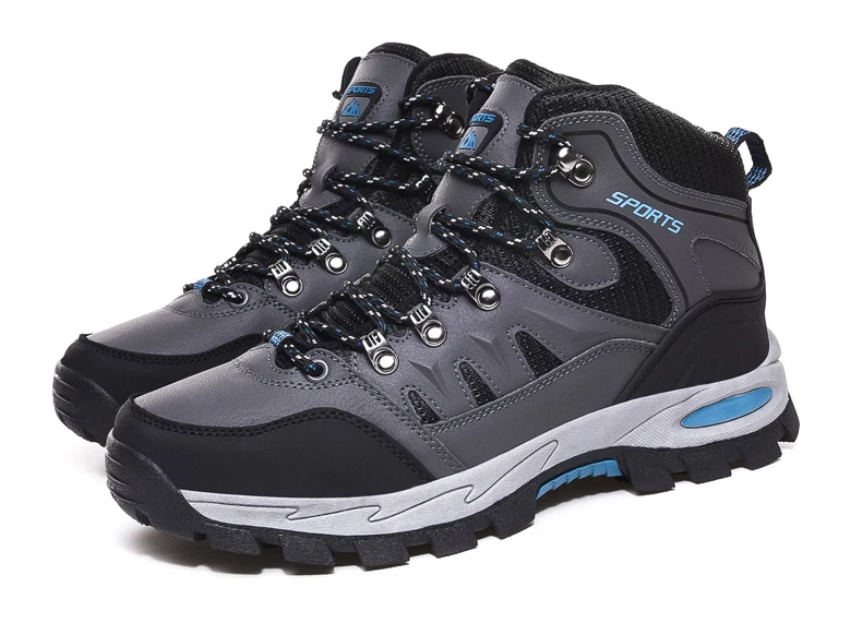 Große Outdoor-Wanderstiefel für Damen und Herren, rutschfest, zum Schnüren, zum Klettern, Winter, schwarz, warm, mit Fell, Größe 42, Trekking-Wanderschuh – Detail 28