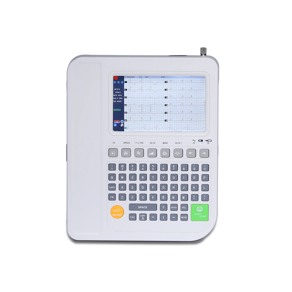 High Quality Full keyboard 12 Twelve Channels 12 lead ECG EKG Electrocardiograph Machine