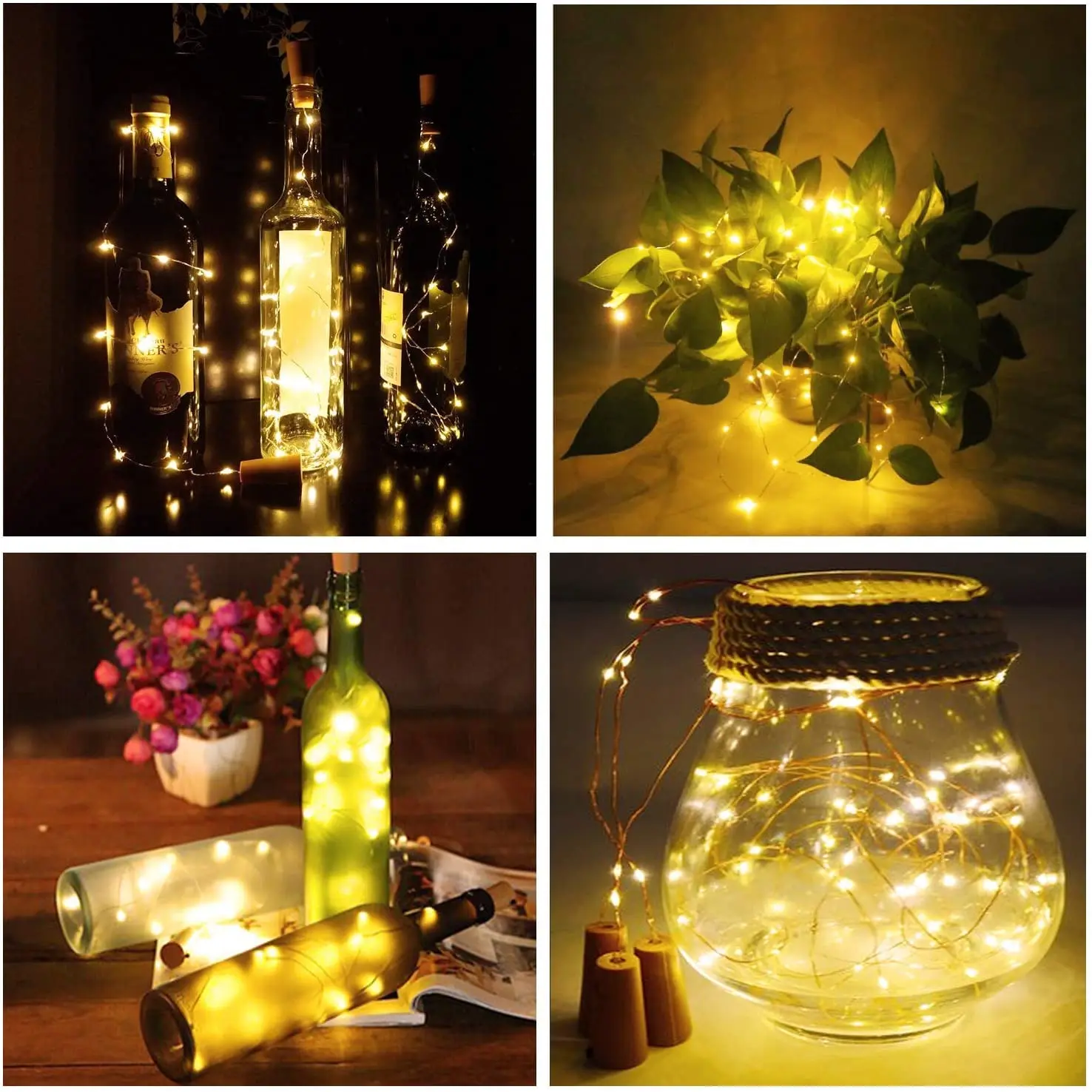 6Pcs/lot Cork Wine Bottle Light 2M 20LED DIY LED String Lighting Strip For Garland Party Wedding Christmas Halloween Bar Decor