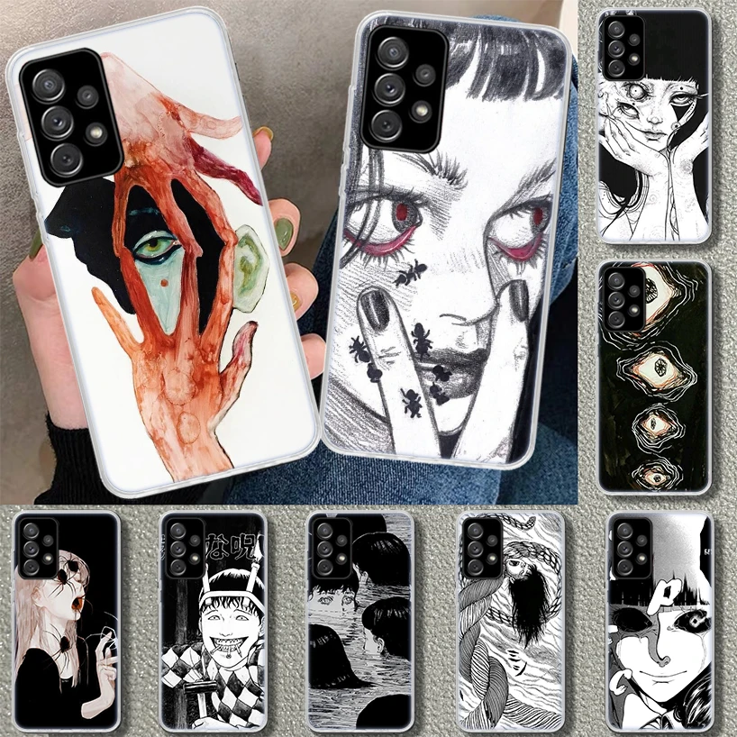 Funda de teléfono estilo Manga de terror japonés para Samsung Galaxy, A51, A71, A50, A70, A40, A30S, A20E, A10, A41, A31, A21S, A11, A01, A6, A7, A8