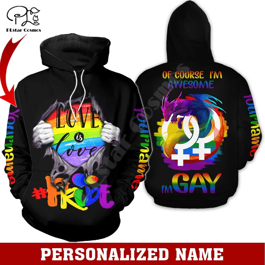 PLstar Cosmos Homosexual Love Rainbow Flag 3D Printed Fashion Hoodies Sweatshirts Zip Hooded For Men/Women Casual Streetwear R06