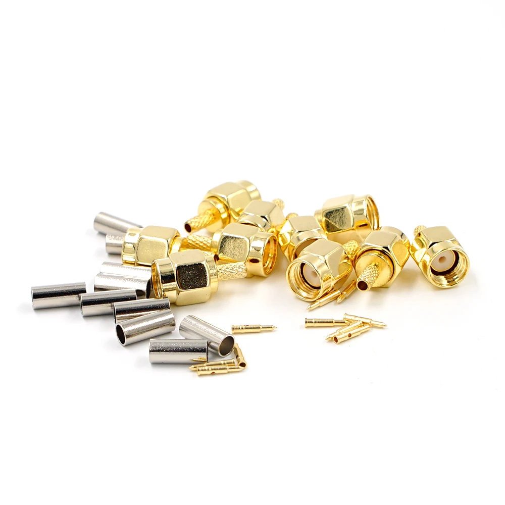 10Pcs High-quality SMA Male Plug crimp for RG174 RG316 RG178 RG179 LMR100 Cable RF Connector