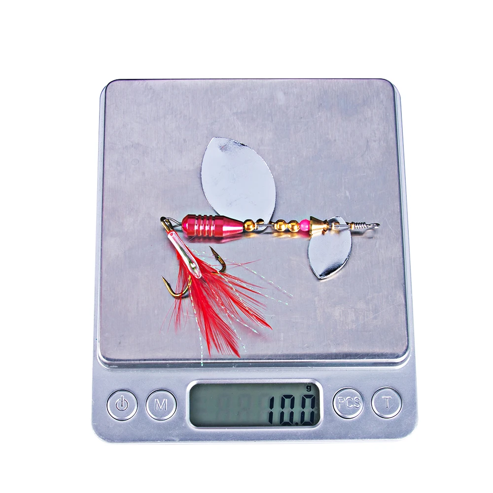 Señuelo cuchara giratorio con pluma – Cebo artificial lubina 9.3cm 10g