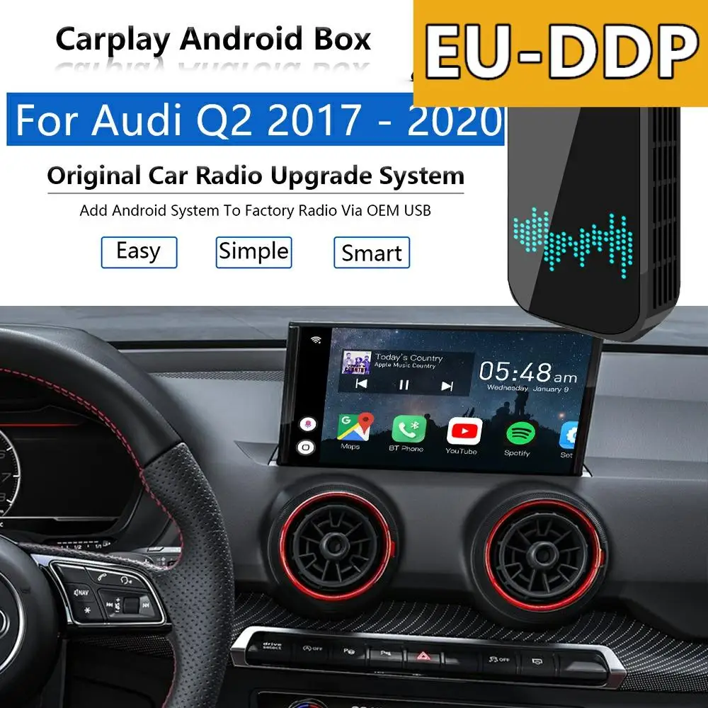 Radio Carplay upgrade Android Auto Audio For Audi Q2 2017 - 2021 USB Apple Wireless AI Box Car Multimedia Player Mirror Link