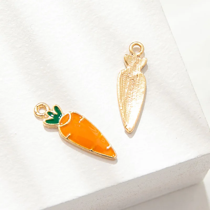 10pcs Random Cute Small Carrots Raddish Pendant Charms For DIY Jewelry Bracelet Earring Chocker Making Trendy Vegetables Charms