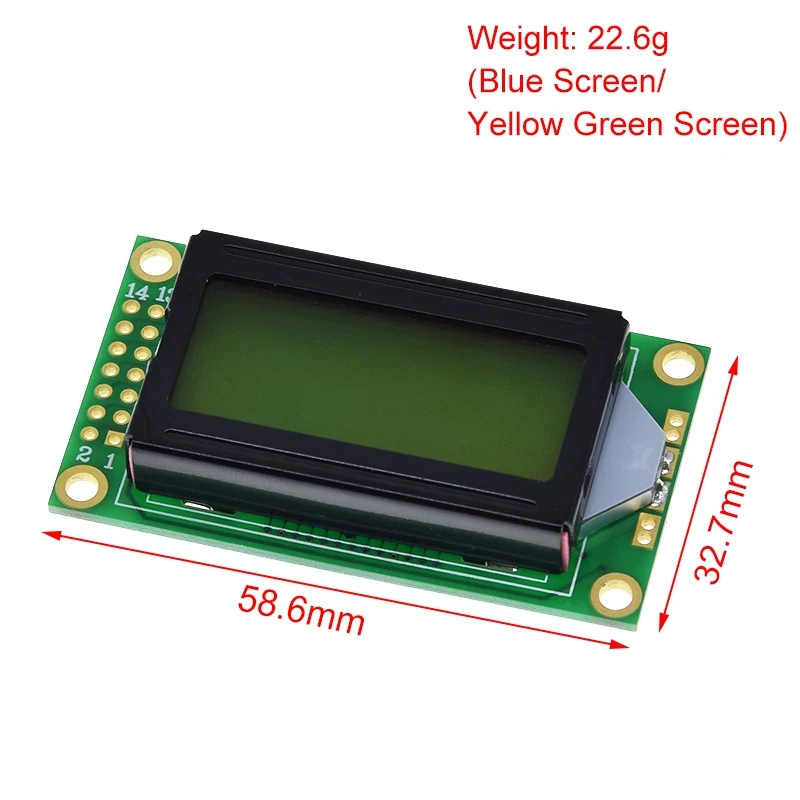 1/2/5 Stück TZT 8 x 2 LCD-Modul 0802 Zeichenanzeige Blau / Gelbgrün für Arduino – Detail 9