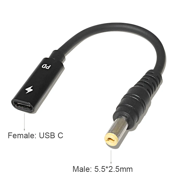 Universal Laptop Charging Cable USB C Type C to Dc Power Jack Connector for Lenovo Asus Dell Hp Acer Samsung Notebook Adapter