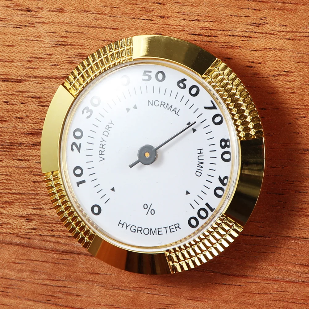 GALINER Pocket Cigar Hygrometer Round Gold Cigar Accessories Mini Accurate Measuring Humidifier Hygrometer For Humidor