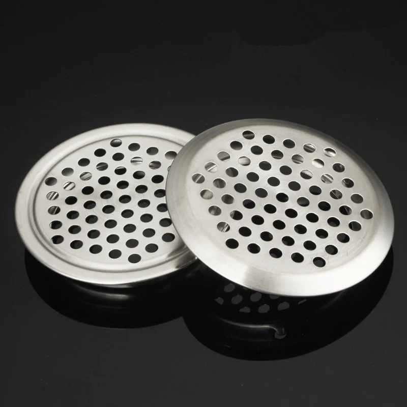 10pcs/Lot Wardrobe Cabinet Mesh Hole Round Black/Silver Air Vent Louver Ventilation Cover Stainless Steel Furniture Fittings