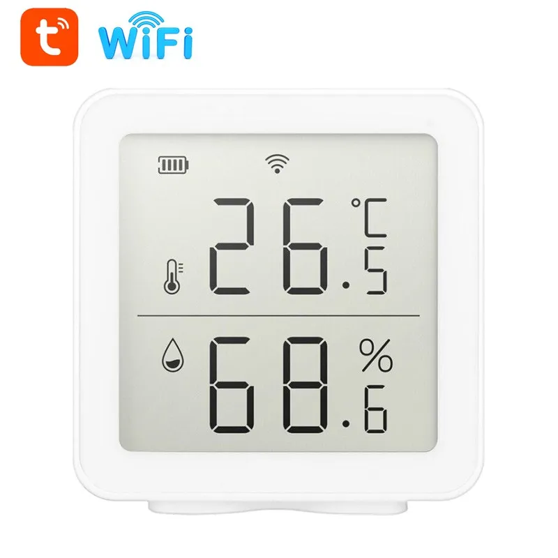 Tuya WIFI Temperature And Humidity Sensor Indoor Hygrometer Thermometer With LCD Display Support For Alexa Google
