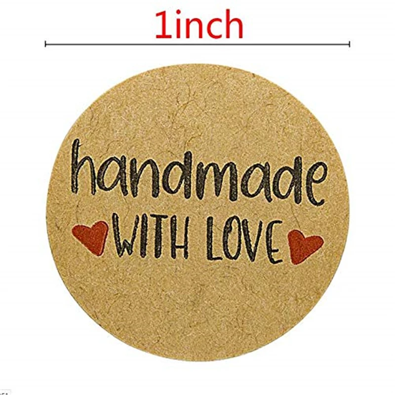 500 Pcs/roll Runde Handmade mit Liebe Aufkleber Handgemachte Scrapbooking Etiketten Kraft Kleber Aufkleber Hochzeit Schmücken Etiketten Aufkleber