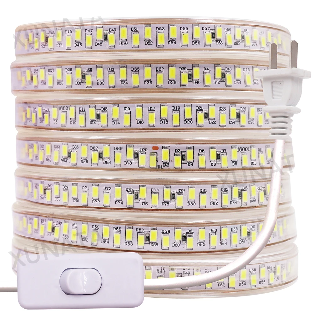 

110V 5730 Led Strip 180Leds/m Flex IP67 Waterproof Led Rope Light 5630 1m 5m 10m 20m 50m 100m + Dimmer Switch US Power Plug