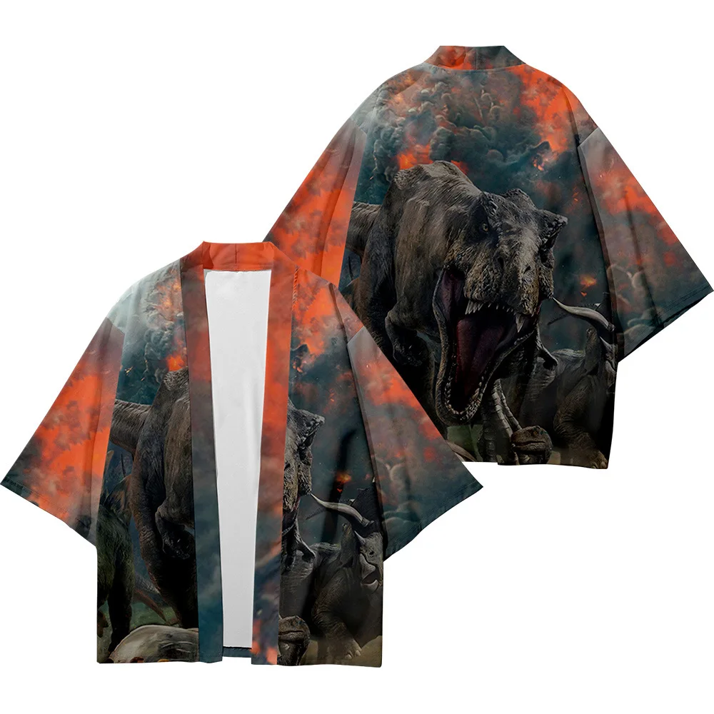 

Black Kimono Cardigan For Men Japanese Obi Male Yukata Men's Haori Japanese Lion Printed Coat Top Traditional Japan Clothing