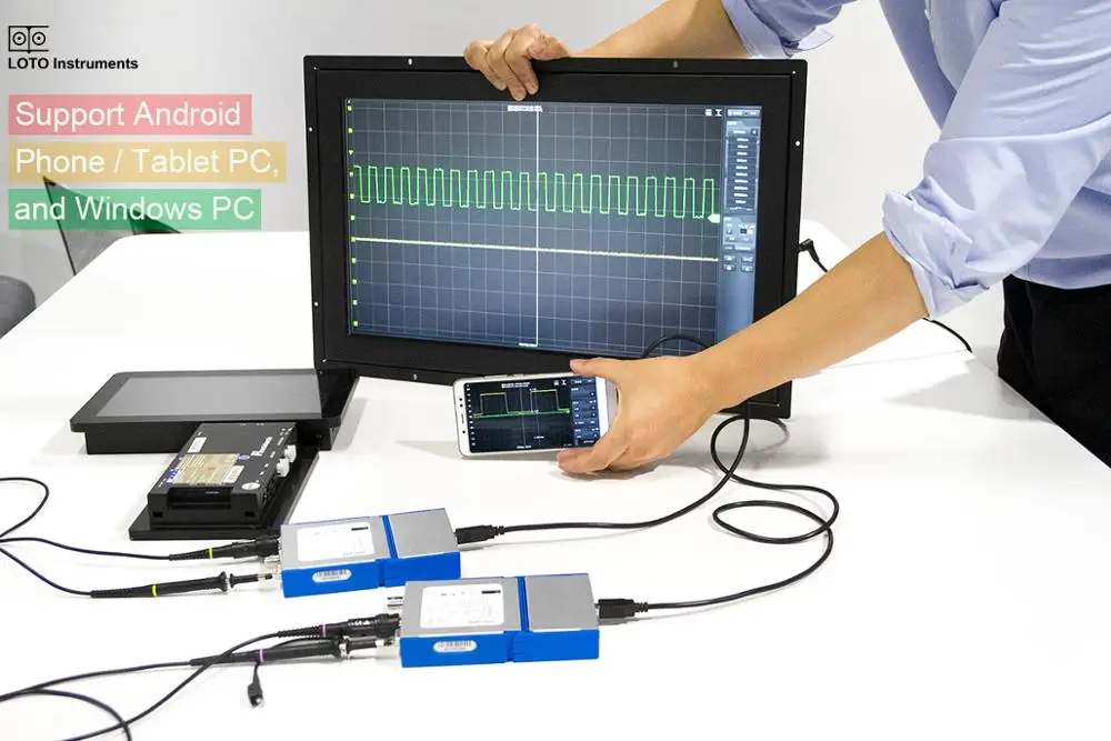 LOTO USB/PC Oscilloscope OSC482M（Android+Windows),50MS/s Sampling Rate,20MHz Bandwidth, for automobile, student, engineer