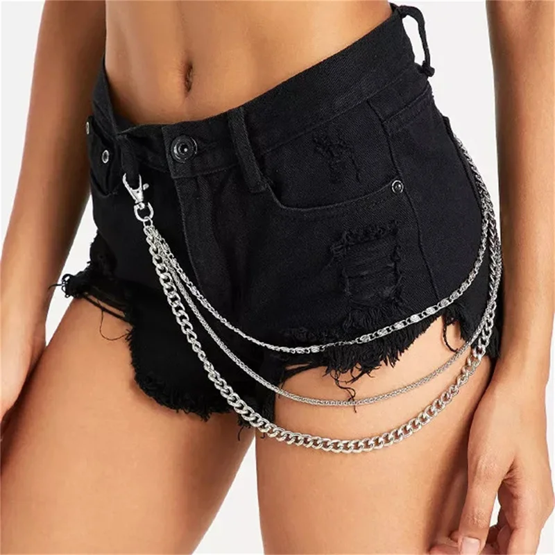 Keychains Fashion Metal Punk Trouser Chain On Pants Girl Metal Wallet Belt Chain Key Chain Pant Keyring HipHop Jewelry