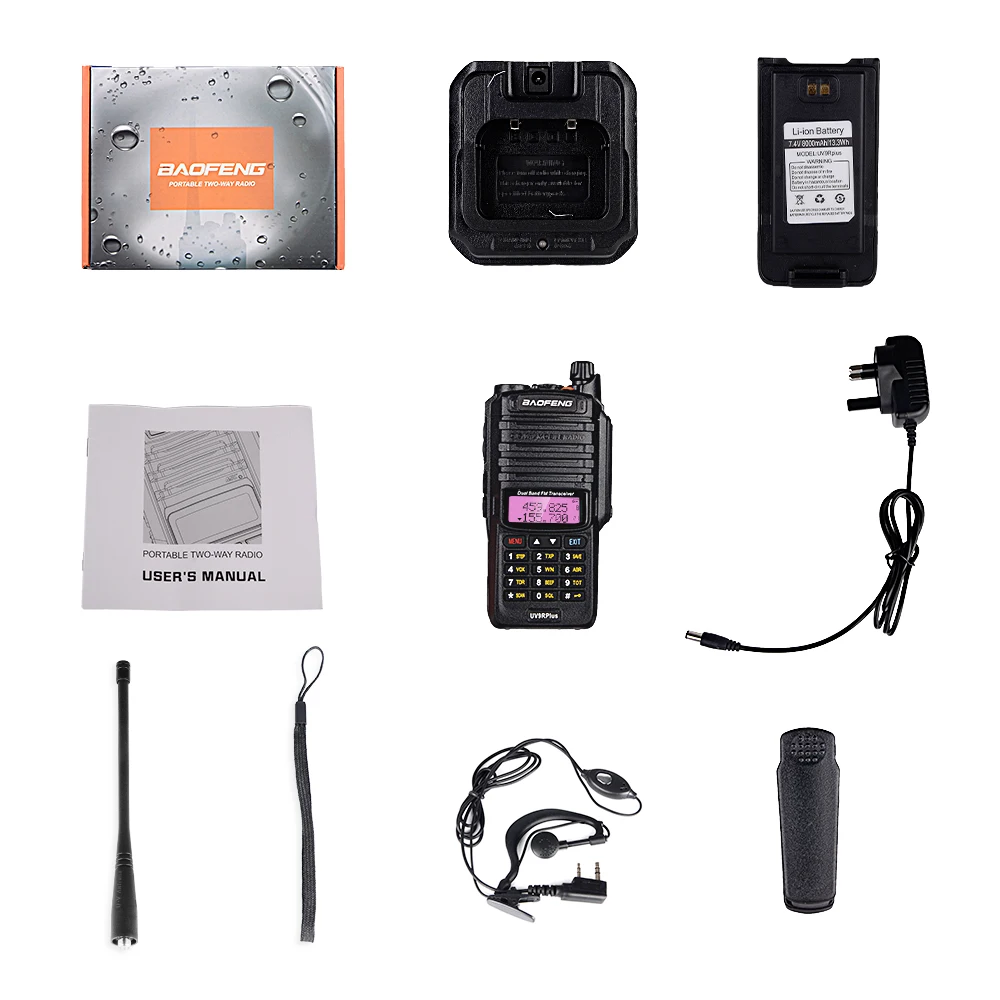 100% Original de baofeng uv9r plus radio de banda dual impermeable IP67 radios walkie talkie comunicaciones amateur marin de radio de jamón