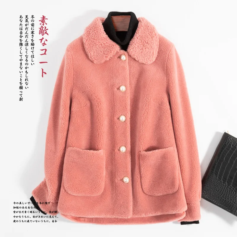 Real Fur Coat Female Sheep Shearling Jacket Winter Coat Women Real Wool Coats Korean Short Jacket Manteau Femme MY4582