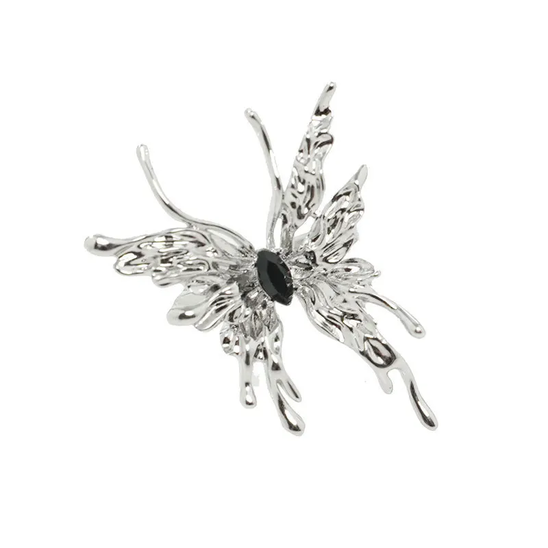 MEETSOFT Trendy 925 Sterling Silber Drehen Die Kokon In EINEN Schmetterling Schwarz Zirkon Öffnen Ring für Frauen Romantische Edlen Schmuck