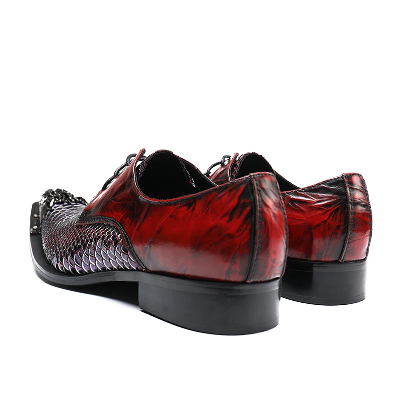 Mens Fashion Mixed leather Leisure Party shoes Men Wedding Dress Shoes Luxury Metal Pointed Toe lace Up Derby Shoes Big Yards 46