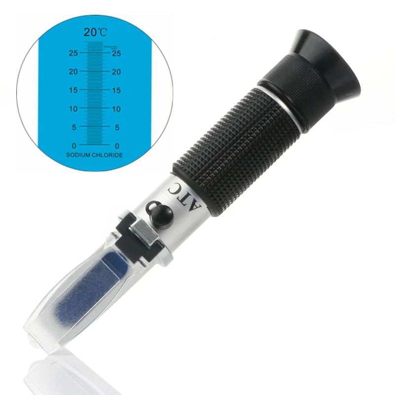 Portable 0-28% ATC Salinity Refractometer salinometer Salt Water in Brine Food Solution Sodium Chloride Refractometers With Box