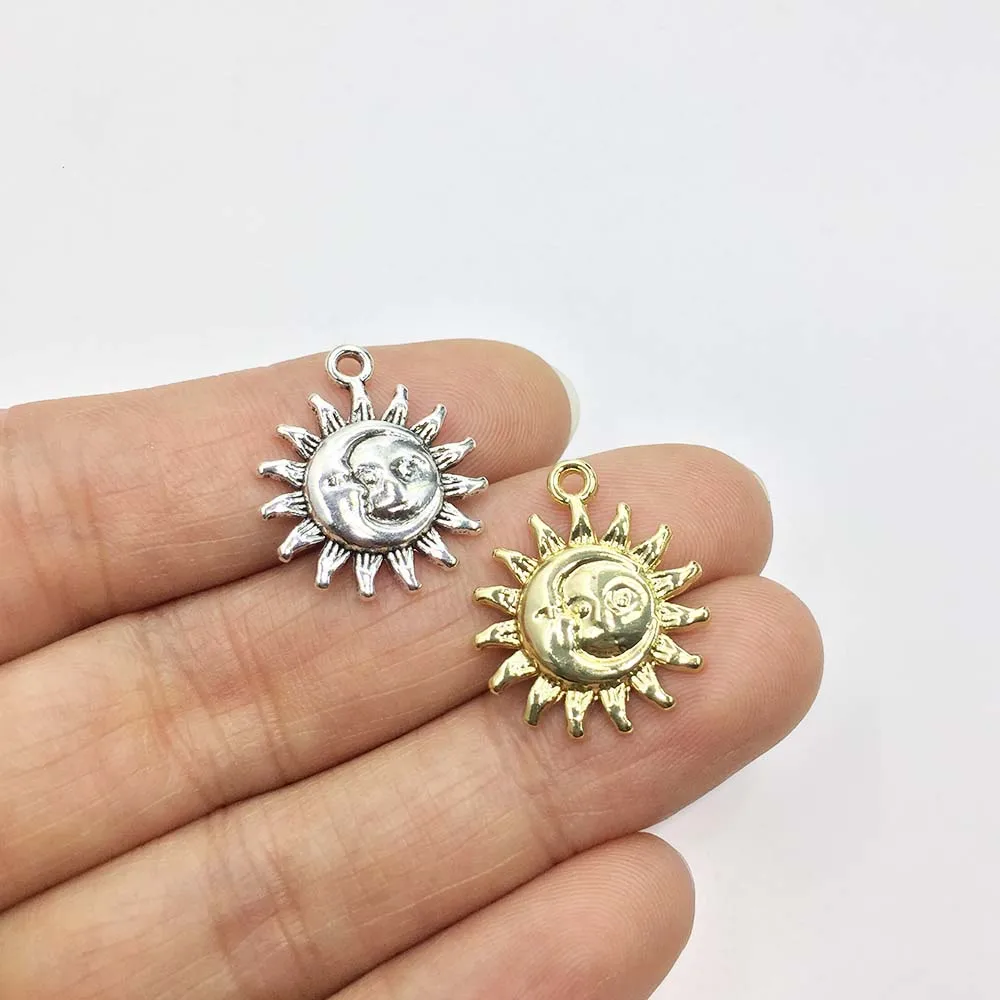 Eruifa 20pcs  15mm Sun Plated Zinc Alloy Charms Pendant Jewelry DIY Necklace 2 Colors