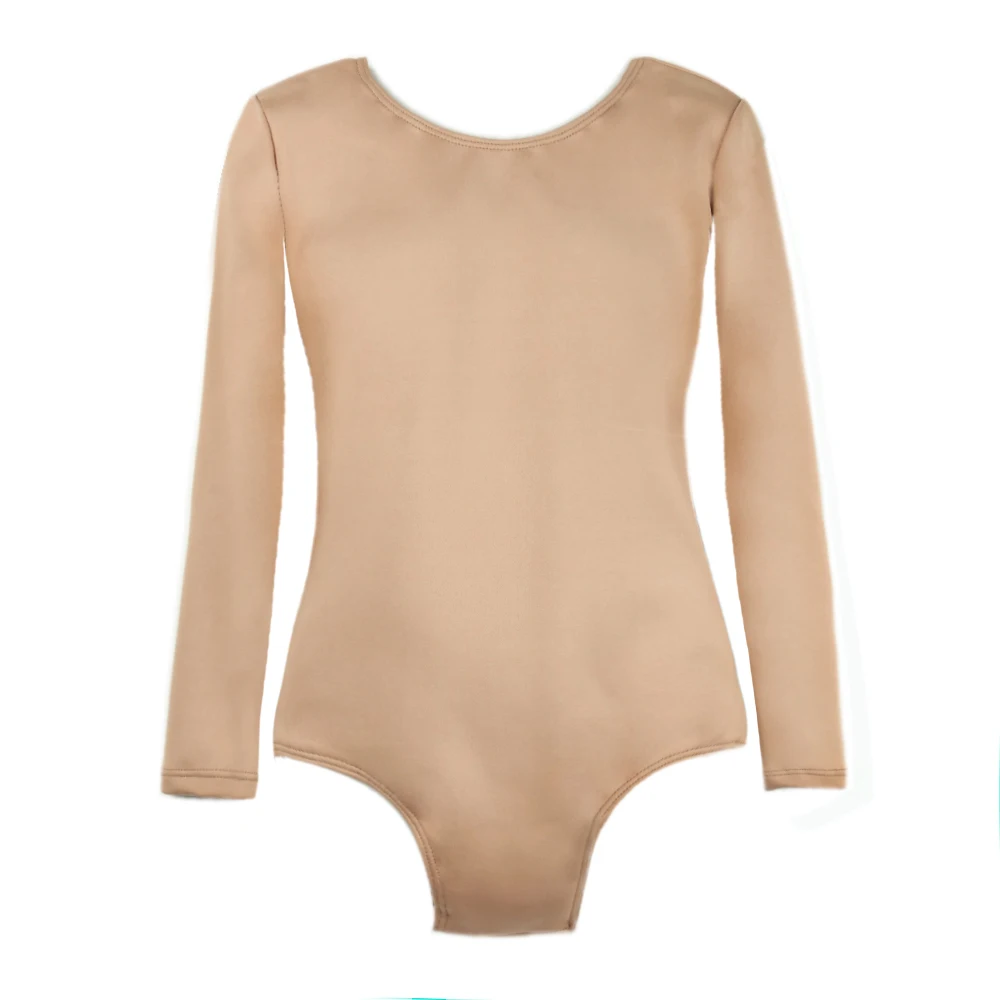 Camisetas de patinaje artístico para niños y niñas, camisas interiores de patinaje sobre hielo, ropa de práctica de entrenamiento de patinaje, Color Nude