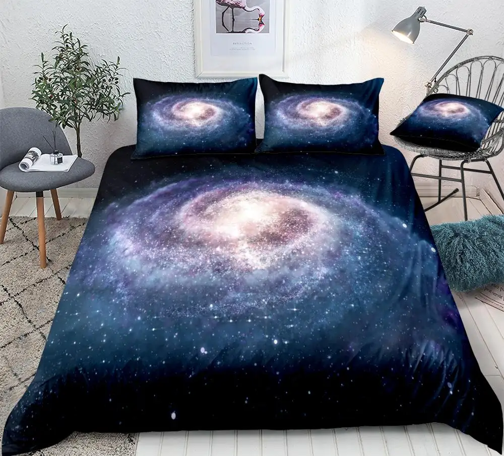 

3D Galaxy пододеяльник, звездный комплект постельного белья, космическое постельное белье King, домашний текстиль, пододеяльник королевы для детей, мальчиков и девочек, 3 предмета, Прямая поставка