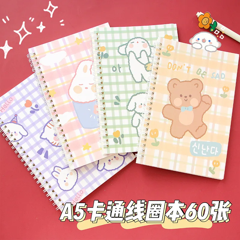 

Cute Cartoon A5 Spiral Notebook 60Sheets Kawaii Bunny Bear Daily Weekly Planner Note book Time Organizer School Supplies Notepad