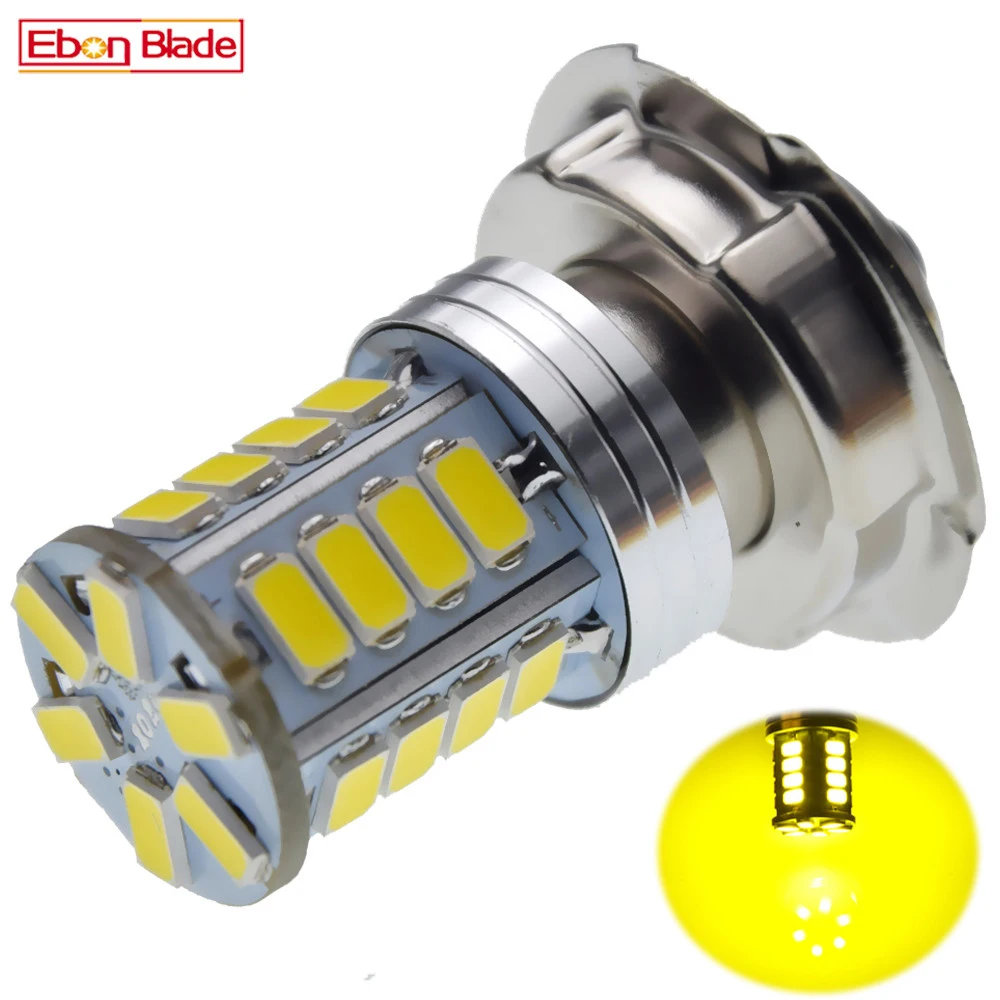 1Pcs LED Bulb P26S Lemon Yellow Light ATV Scooter Motorcycle Headlight Lamp 6V 12V DC Motor Moped Motorbike 5730 26SMD Headlamp