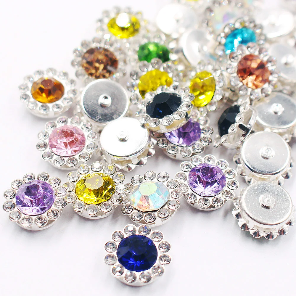 8mm-12mm Sonnenblumen-Silberkrallen-Aufnähsteine, Glitzerkristalle, Stoff-Glasperlen, DIY-Nähsteine, Bastelsteine, Edelsteine – Detail 9