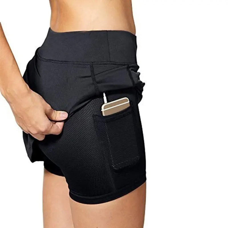 Shorts internos elásticos para mulheres, saias esportivas de golfe, saias de golfe com bolsos telefônicos, sexy fitness cintura alta, shorts para dança ioga