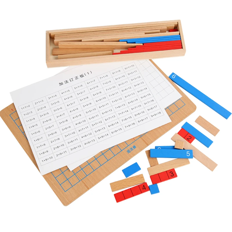 Materiały Montessori dla dzieci Drewniana zabawka matematyczna Tablica do odejmowania z ręcznymi kartami Zabawki do wczesnej edukacji w wieku przedszkolnym