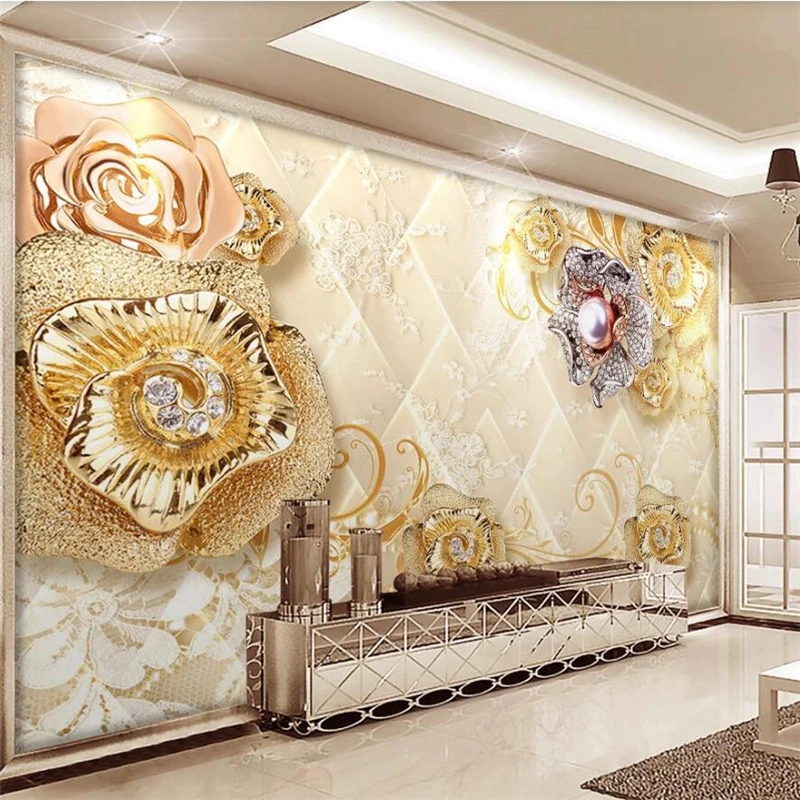

Custom 3d wallpaper fashion exquisite jewelry flowers living room TV background wall bedroom hotel фотообои papel de parede обои