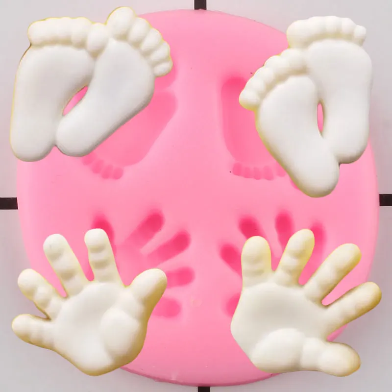 DIY Baby Foot Hand Silicone Mold Baby Birthday Cupcake Topper Fondant Cake Decorating Tools Candy Candy Chocolate Gumpaste Mould