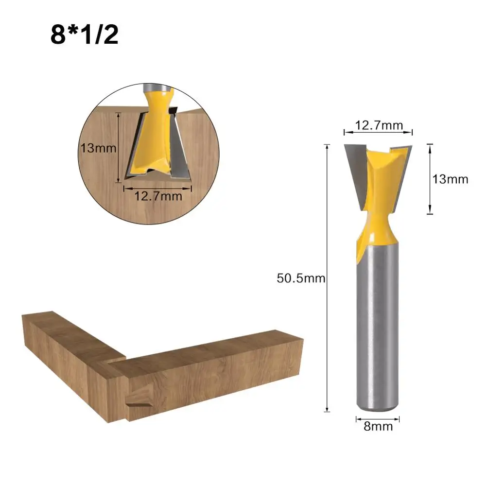 5pcs 8mm Shank Dovetail Joint Router Bits Set 14 Degree Woodworking Engraving Bit Milling Cutter for Wood