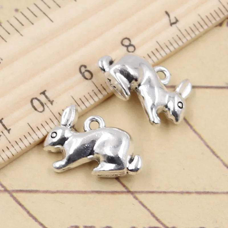 10pcs Charms 3D Rabbit 13x19x6mm Tibetan Silver Color Pendants Antique Jewelry Making DIY Handmade Craft