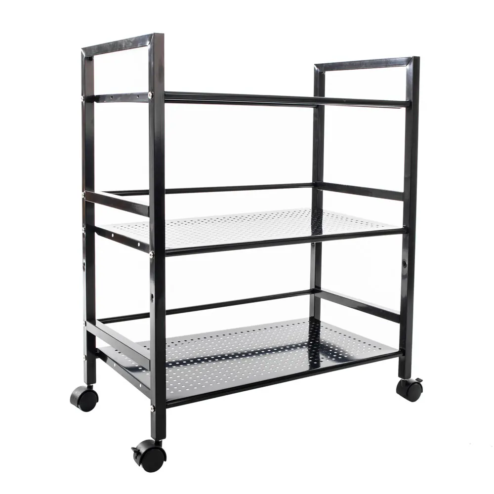 3 Tiers Storage Rack Shelf Stand Widen Multi-Functional Rolling Cart Black (60 x 32 x 75)cm