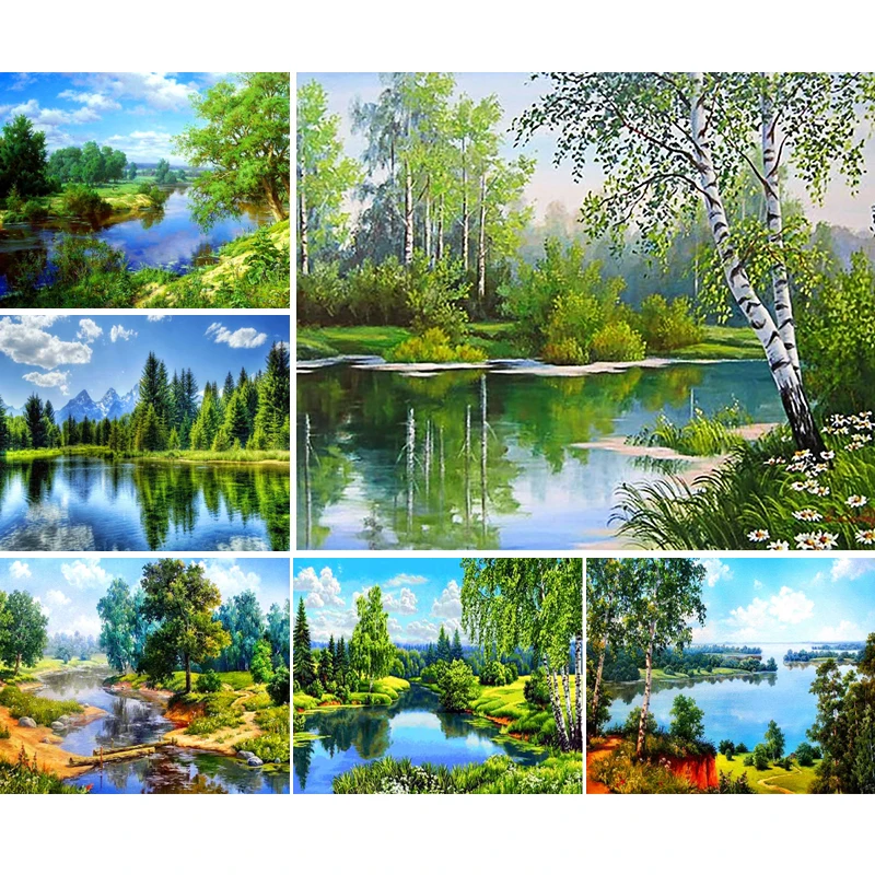 DIY 5D Diamond Painting Tree Scenery Cross Stitch Kit Full Drill Embroidery Landscape Mosaic Art Picture of Rhinestones Decor