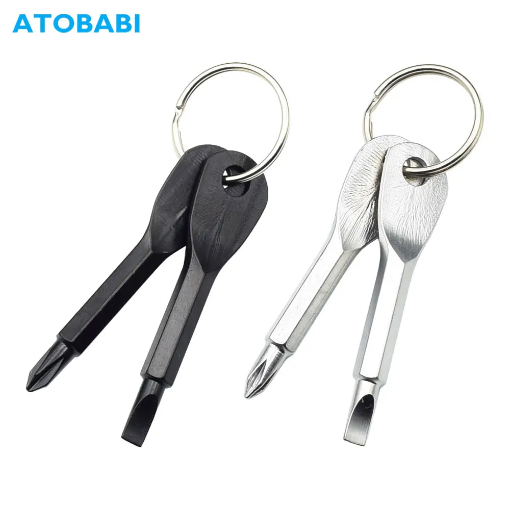 

Stainless Steel Car Key Rings Outdoor Easily Carry-on Tools Phillips/Slotted Screwdriver Function Keyring Metal Keychain Holder