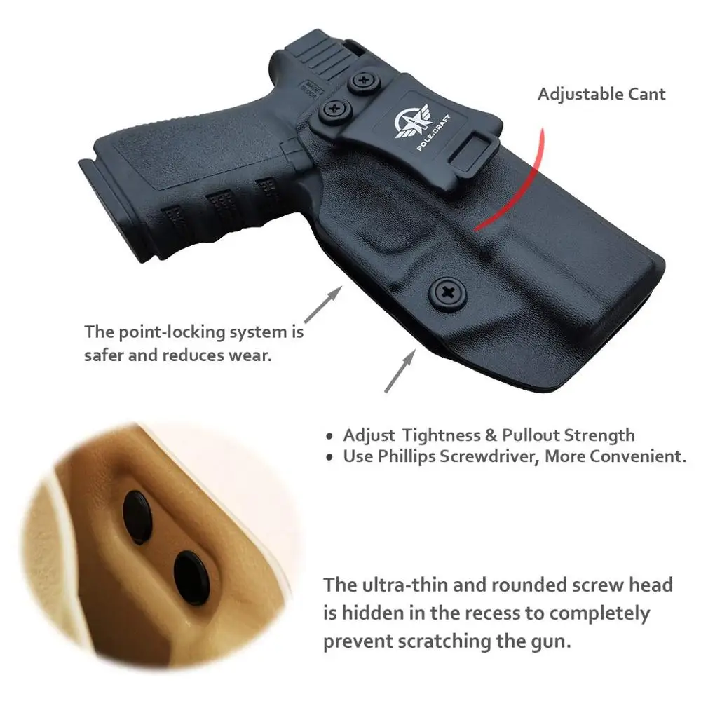 Kabura IWB Kydex do Glock19 / 19X / Glock 23 / Glock 25 / Glock 32 / Glock 45 (Gen 3 4 5) -wewnątrz pas do przenoszenia ukryty