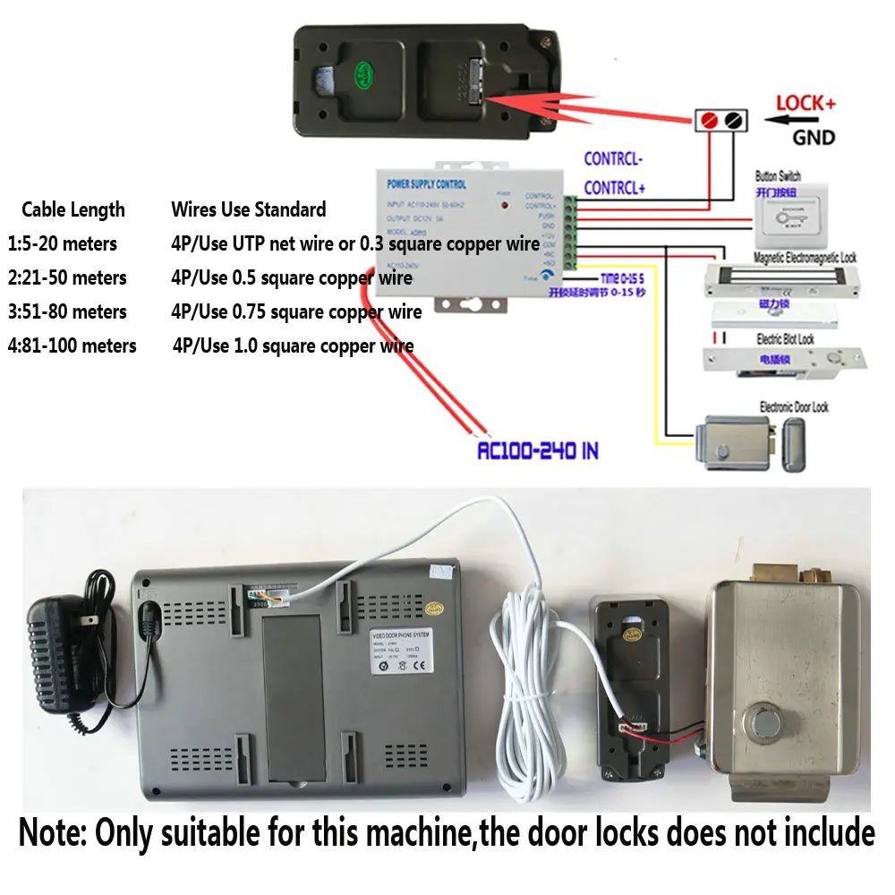 7 Inch Video Door Bell Intercom Door Bell Kit  Camera  Monitor Night Vision Visual Doorbell  Lock System