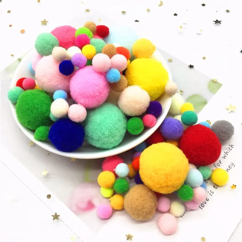 Mix Size Pompoms 8-30mm Mulit Colors Soft Pompone Fur Kids DIY Craft Toys Pom Poms Wedding Decoration Sewing Accessories 20g/lot