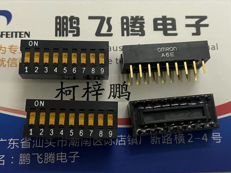 

1PCS Imported Japanese A6E-9101 dial code switch 9-bit straight plug 2.54mm key type flat dial coding