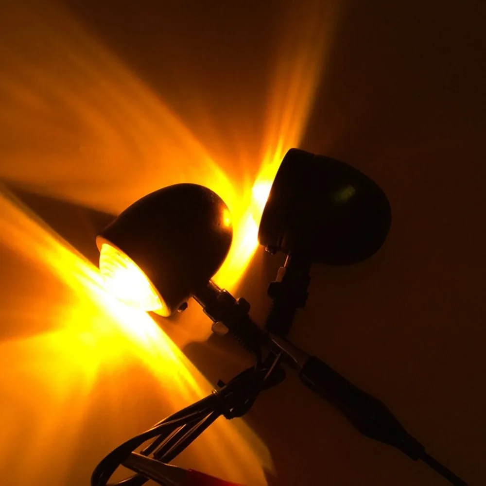 1 Pair Universal Motorcycle AMBER & Black Mini Bullet LED Turn Signals Brake Running Lights Turn Signals Indicators Hot