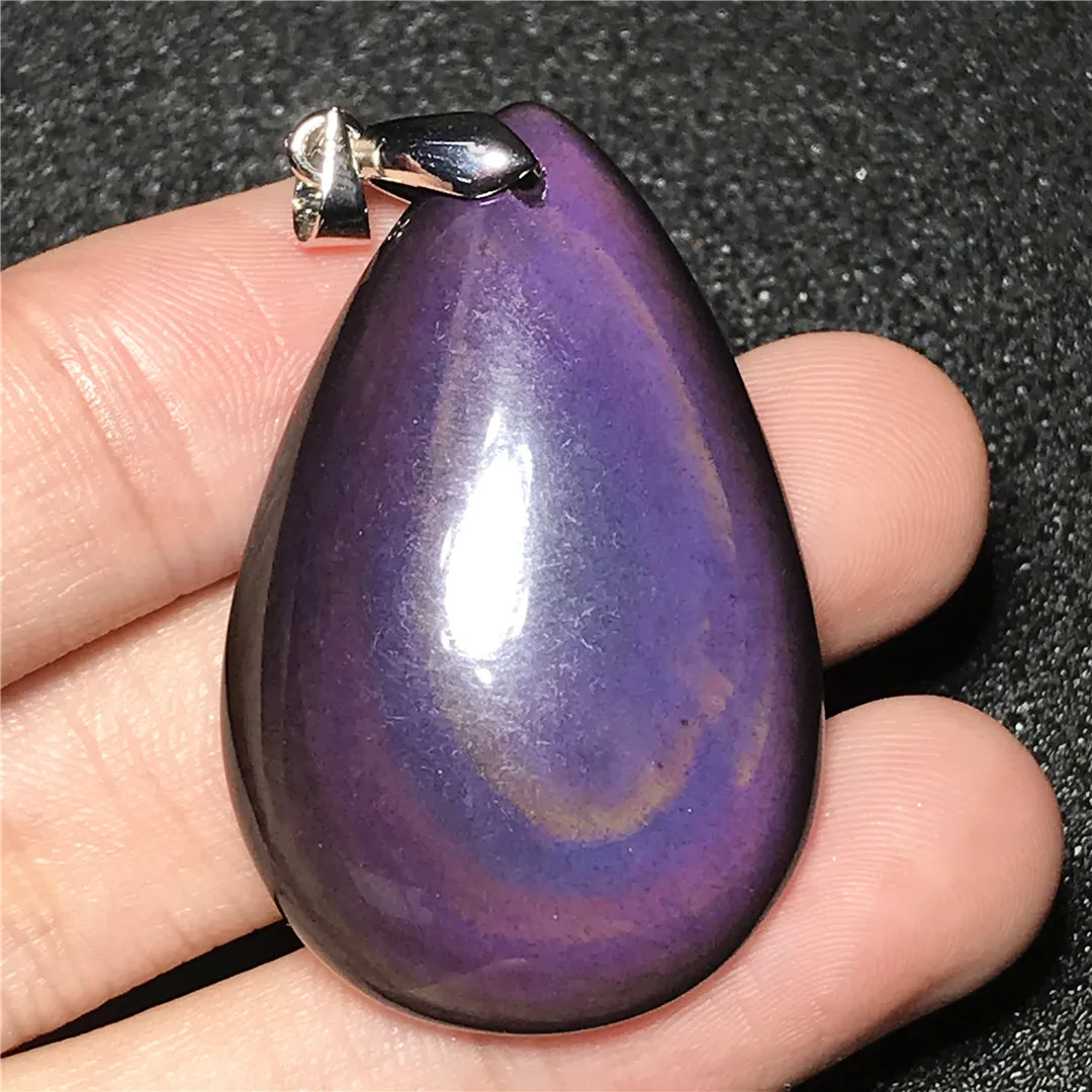 Wholesale Natural Rainbow Obsidian Pendant For Women Men Lucky Safety Amulet Stone Crystal Silver 25-35mm Beads Jewelry AAAAA