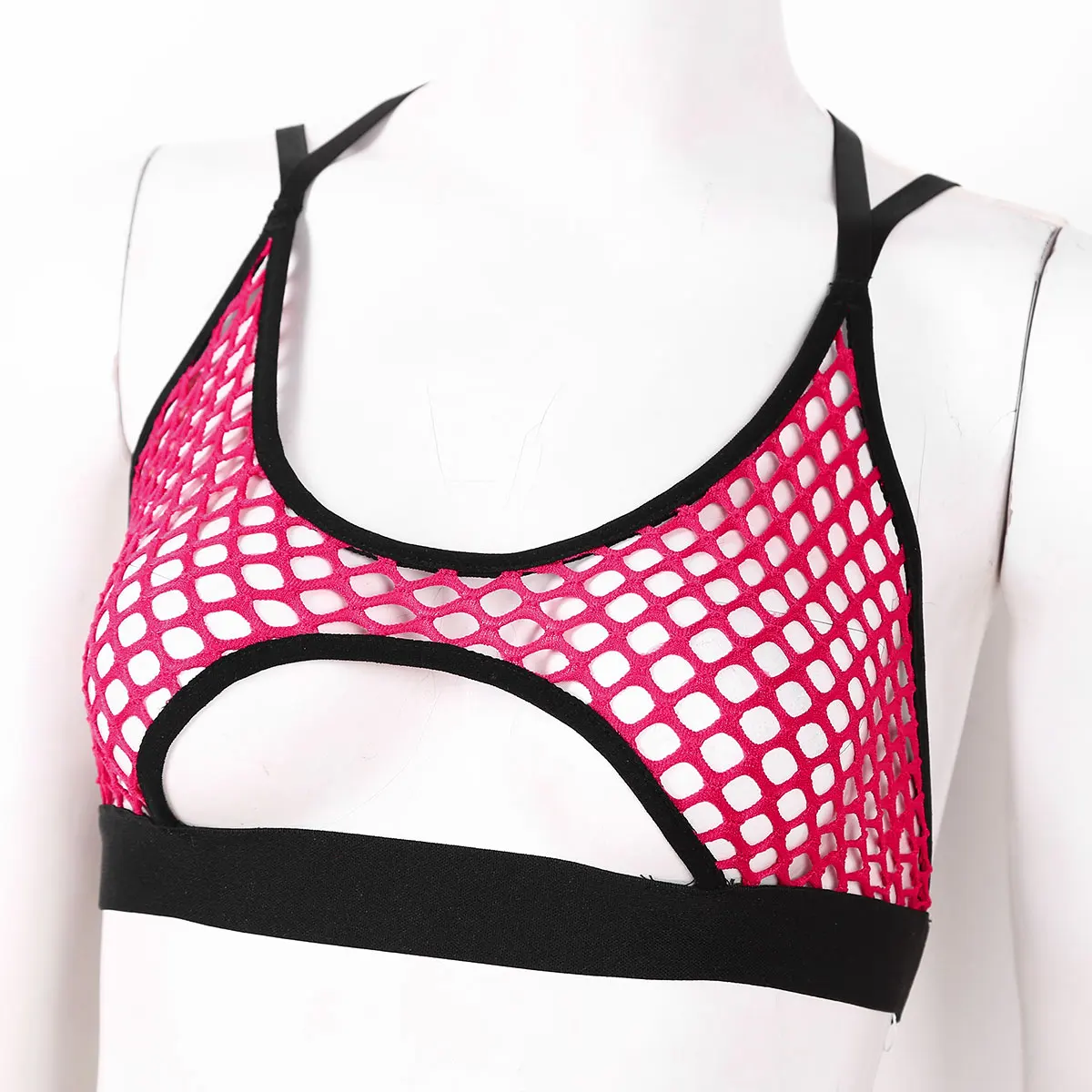 Women Hollow Crop Tops See Through Fishnet Cutout Bra Top Workout Yoga Camisole Bralette Underboob Vest Festival Rave Clubwear