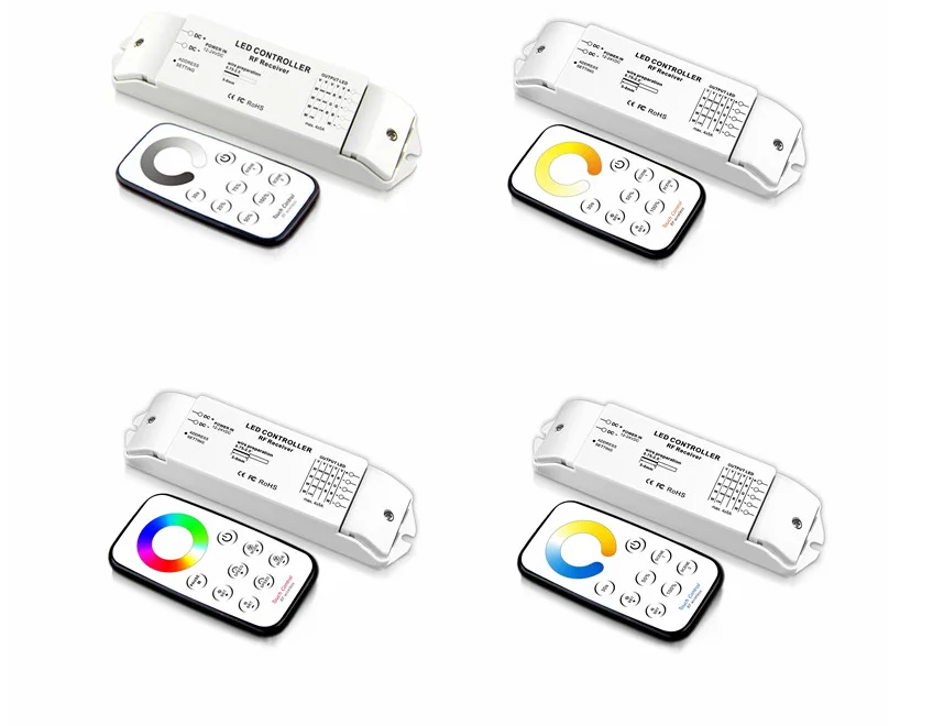 DC12V-24V  led dimmer Receiver controller+RF wireless remote    RF wireless  dimming/CCT/RGB/RGBW/CW/CCTT   LED Strip Tape