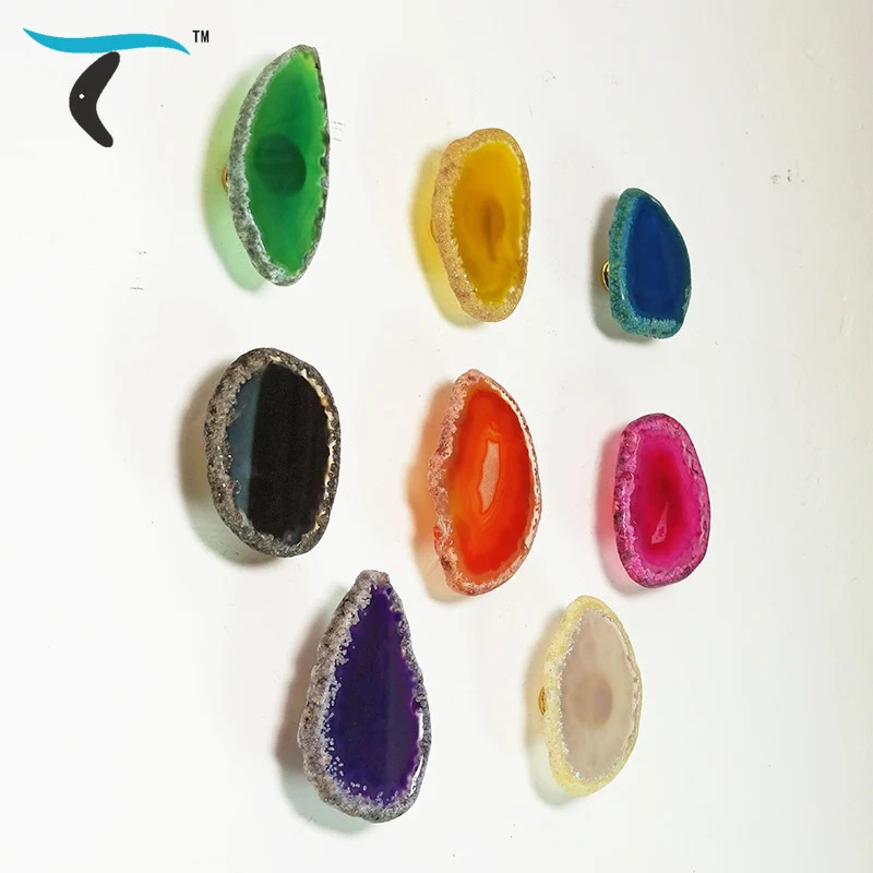 TENCHTWO Natural Agate Original Stone Crystal Gold Door Handles Fo Furniture Kitchen Wardrobe Drawer Knobs Shoe Cabinet Pulls